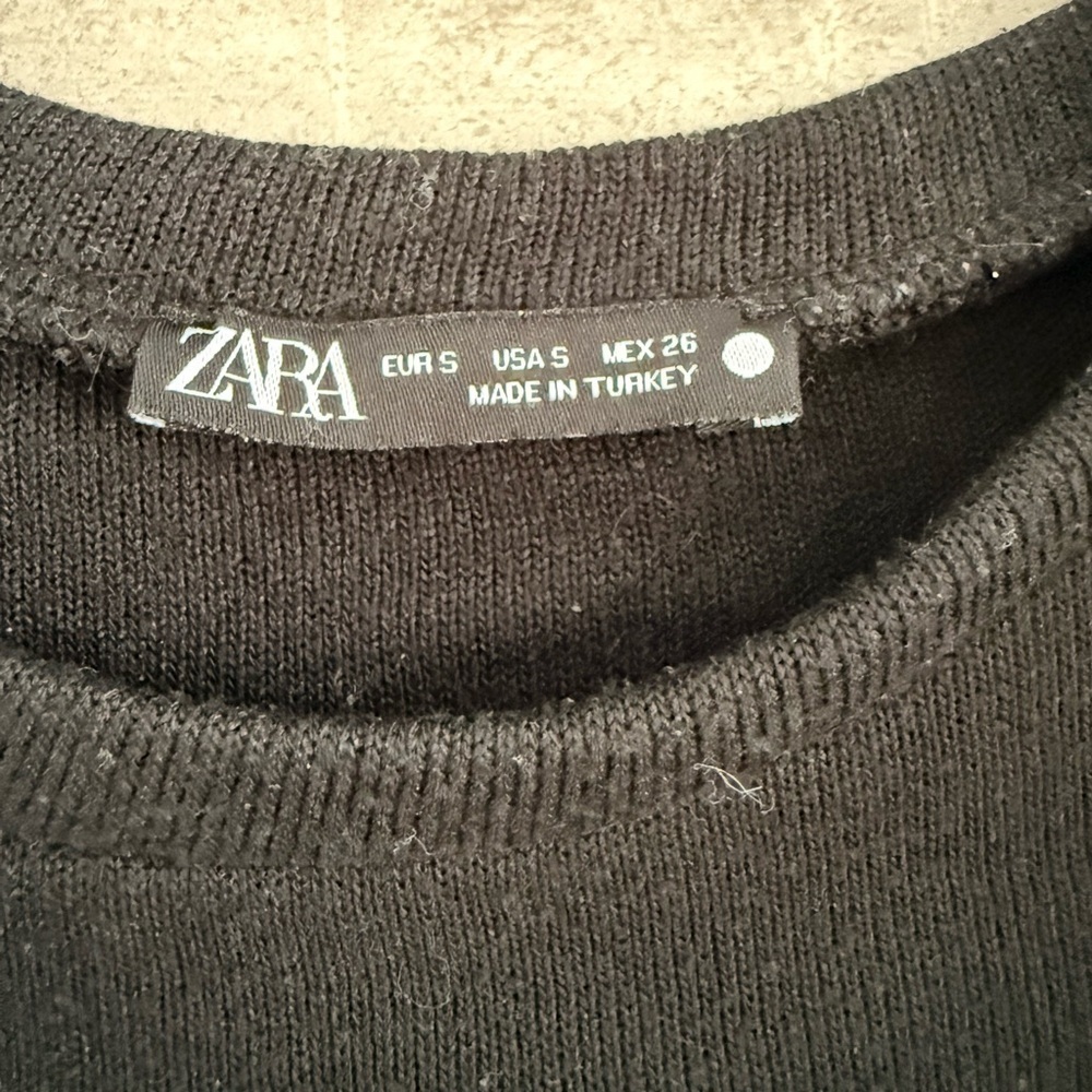 ZARA WOMAN Midriff Crop Top Small Long Sleeve Cold Shoulder Black Casual Size S - Picture 5 of 11